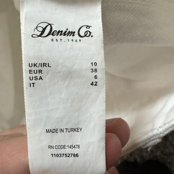 Denim Co Skirt Womens 6 White Denim A-Line Mini Button Front Pockets Raw Hem - Picture 5 of 10